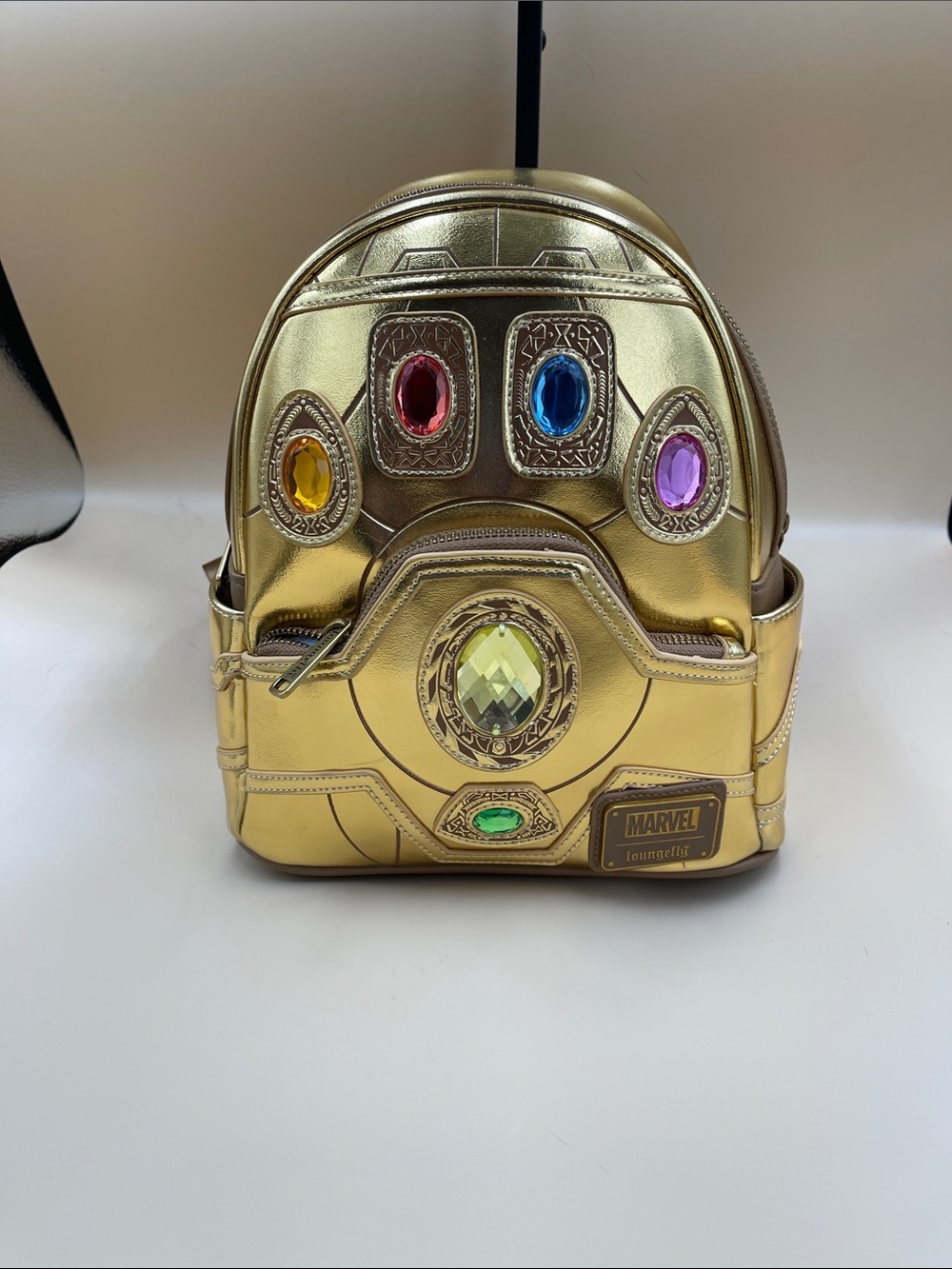 Loungefly Marvel Gold Mini Backpack with Multicolor Gem Accents Avengers NWT